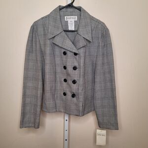 Vintage NOS Dani Max Black And White Houndstooth Blazer Jacket Size 14